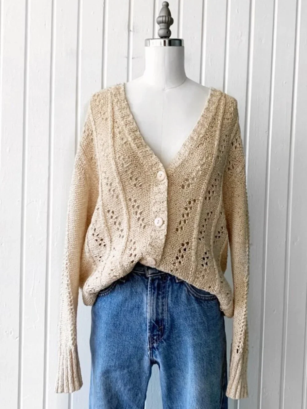 Vintage Designers Originals Studio Sweater Cardigan (Natural) L - Picture 2 of 15